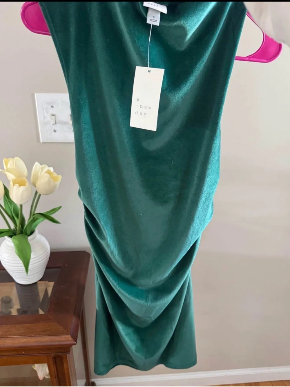 a new day Deep Emerald Green Velvet Drape